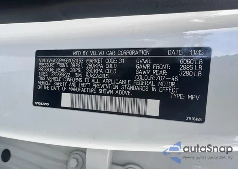 2016 Volvo Xc90 T6 z USA, uszkodzony, nr VIN YV4A22PM9G1051453